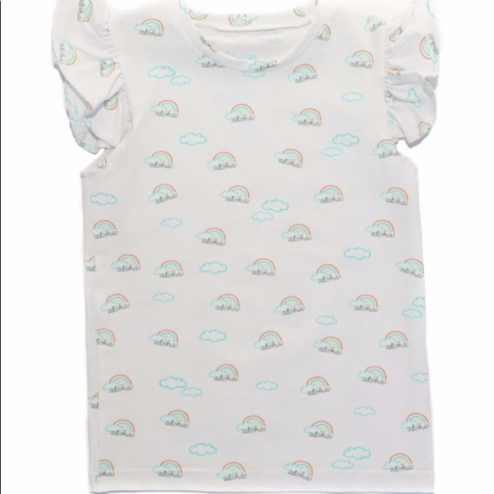 Coco Moon Rainbow Aloha Flutter Sleeve T-shirt